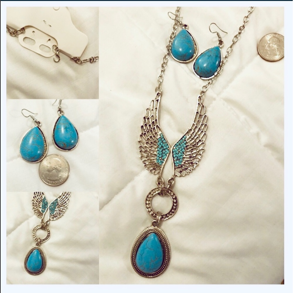 Turquoise necklace earring set